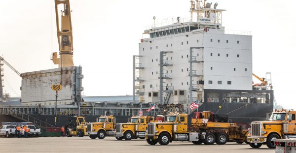 fleet of heavy haul trucks